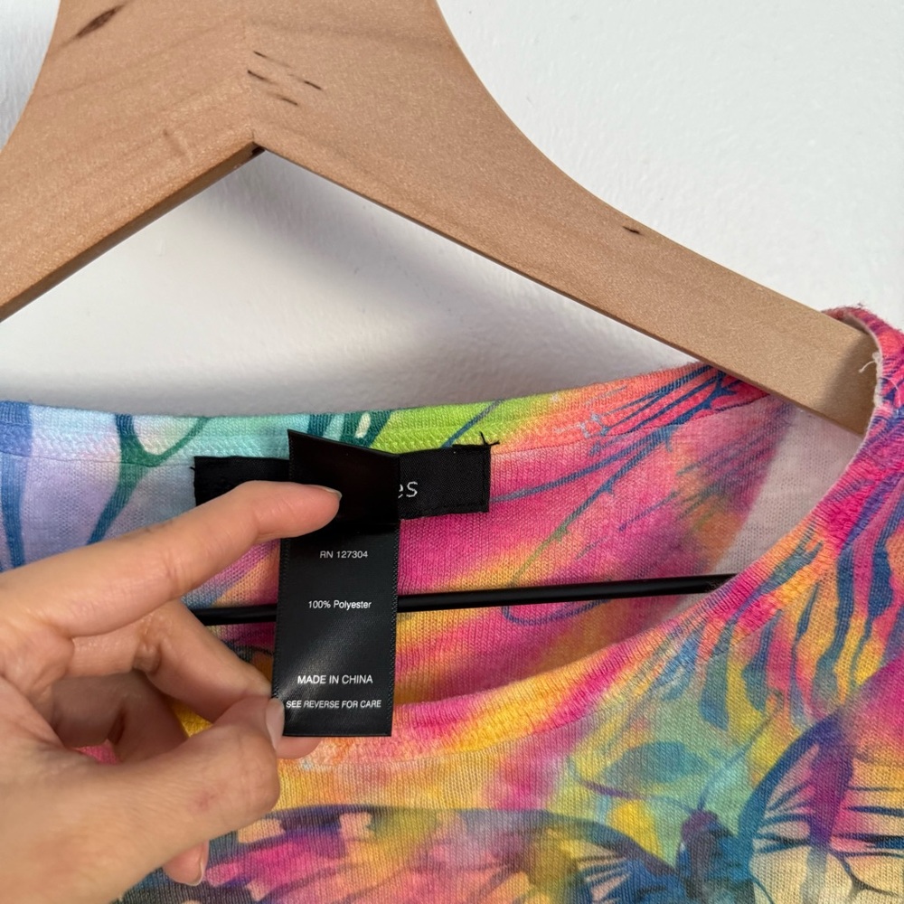 Ali Miles Petite Small Floral Butterfly Top Colorful Spring Y2K Rainbow Relaxed - Picture 5 of 7